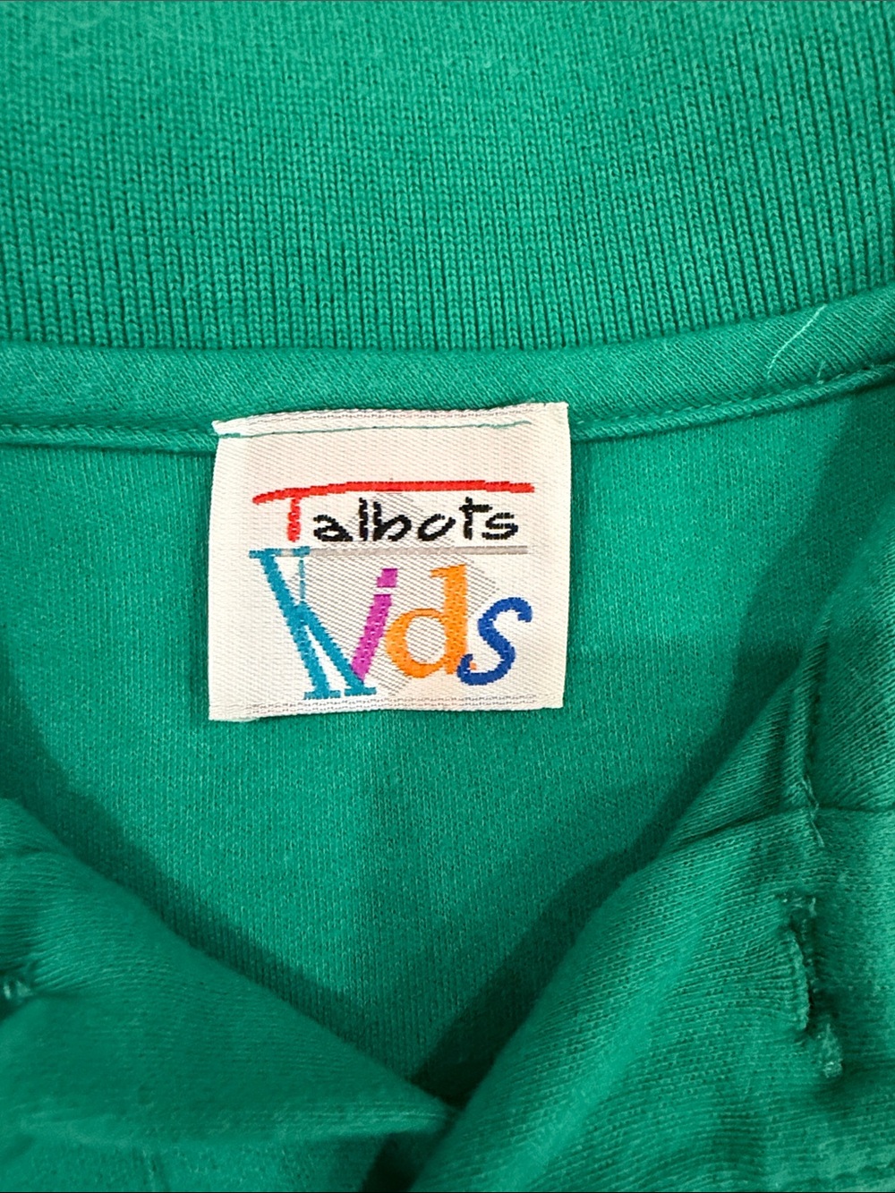 TALBOTS KIDS KELLY GREEN, SHORT SLEEVED, COTTON POLO SHIRT- SIZE SMALL - Picture 3 of 7